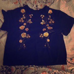 Small yellow and black crop top